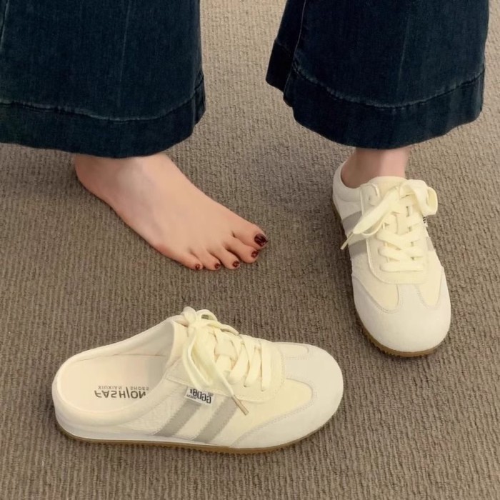 Dép Đế Dày Cho Nữ Áo Khoác Ngoài Mùa Hè Phong Cách Mới Bao Đầu Nửa Dép Tăng Slip-On Nữ Giày Xiao