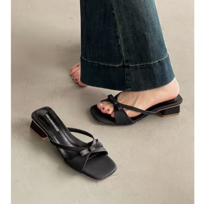 Sandal mũi vuông kiểu Pháp nơ  kiểu dáng cổ tích và sandal váy