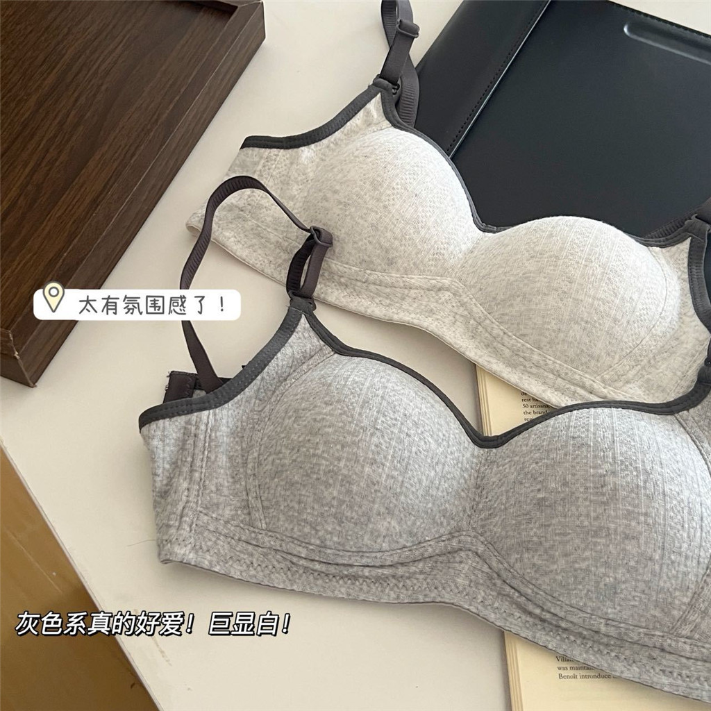 Phong Cách Hàn Quốc Nhỏ Ngực Phong Cách Mỏng Không Vòng Thép Tập Hợp Thoải Mái Bé Gái Chống Chảy xệ Quần Lót Nữ Áo Ngực Thân Thiện Với Da