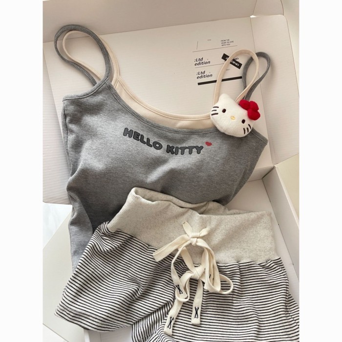 Đồ ngủ có dây dễ thương và ngọt ngào, bộ đồ vest mỏng mùa hè có đệm ngực, đồ mặc ở nhà tất cả