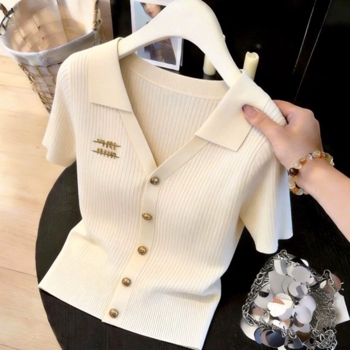 Áo thun nữ cổ polo lụa băng, sơ mi slim, áo thun ngắn tay mới ra mắt cho nữ