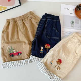 Quần mỏng mùa hè dành cho trẻ em ~ Quần short cuộn tròn bằng vải cotton nguyên chất kiểu Nhật