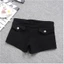 Quần short denim cạp thấp màu đen dành cho nữ cài nút kiểu dáng thon gọn đính cườm đinh tán q