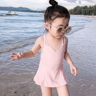 Bé gái Áo tắm hàn quốc nghỉ dưỡng suối nước nóng nhanh khô có dây đeo Váy công chúa Đồ bơi ph