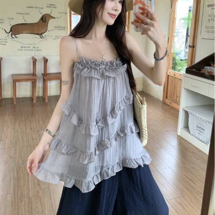 Xù Lông Tím Yếm Nữ Thu Đông Mới Ngắn Áo Khoác Ngoài Không Tay Lộ Xương Đòn Hàng Đầu Hợp Thời
