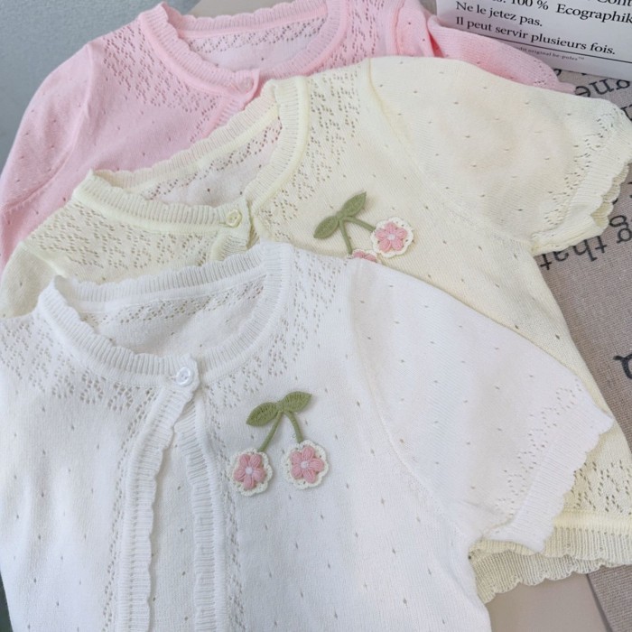 cô gái điều hòa không khí cardigan bé mặc bên ngoài công chúa nhỏ bé áo khoác mỏng băng lụa khăn
