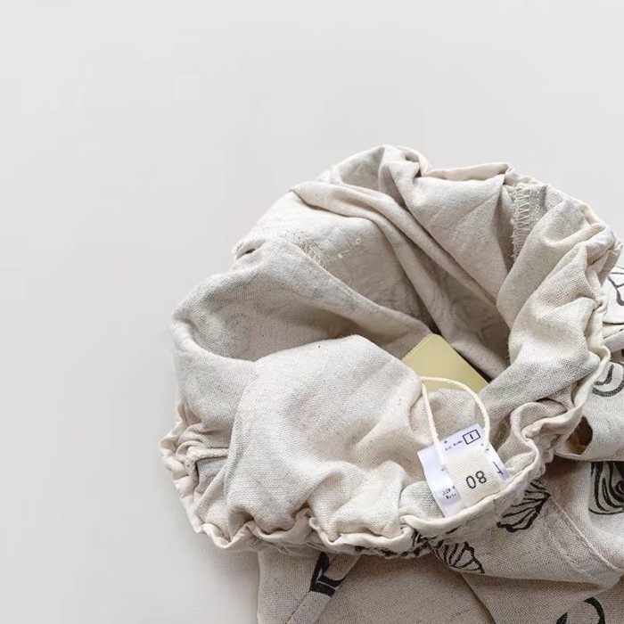 Quần áo trẻ em phong cách văn học cổ điển Hàn Quốc quần crop in cotton và lanh cho bé gái quầ