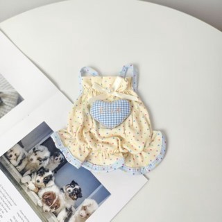 [Hàng có sẵn] Đầm ren chấm bi màu vàng cho thú cưng Quần áo mèo dễ thương mùa hè 1-11kg