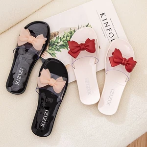 Mới Dép Pha Lê Nữ Jelly Nơ Mùa Hè Thời Trang Ngoài Trời Mặc Trong Nhà Dép Sandal Chống Trơn T