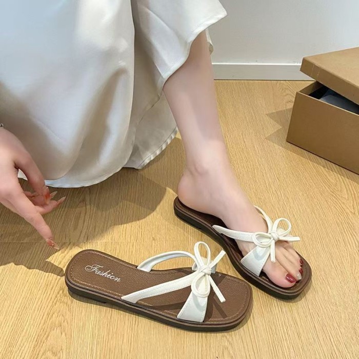 Nơ Nhẹ Nhàng Tiên Thoáng Mát Dép Nữ Mùa Hè Áo Khoác Ngoài Đi Biển Dép Đi Biển