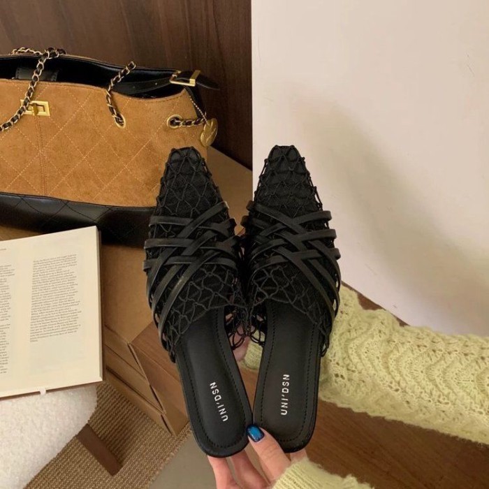 Dệt Rỗng Bao Đầu Dép Nữ Mùa Hè Mới Gót Dày Một Bước Tăng Bao Đầu Giày Sandal Phong Cách Resor