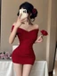 Thiết kế thời trang thuần khiết khao khát của Pháp, váy một vai, kiểu dáng đa dạng, váy ngắn