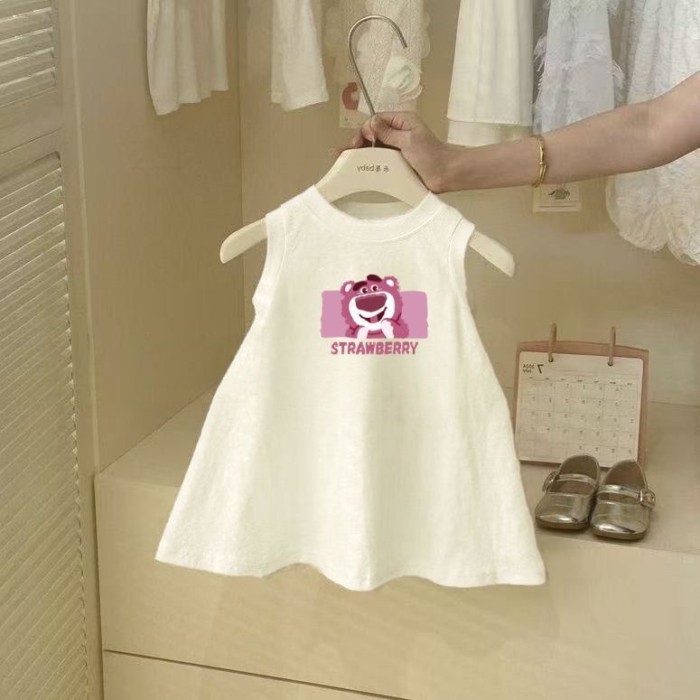 Mùa hè phong cách mới 100% cotton bé gái váy in hình thời trang và dễ thương váy vest đa năng th
