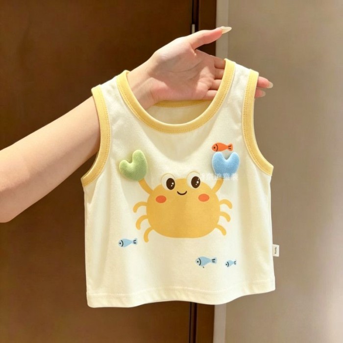 Áo khoác vest không tay đa năng hình cua ba chiều cotton dễ thương cho bé trai và bé gái siêu