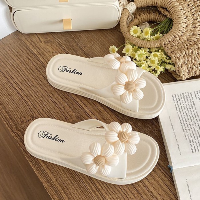 đôi sandal đế mềm một dây dành cho nữ mặc ngoài mùa hè dép sandal đi biển hình hoa đa năng phong