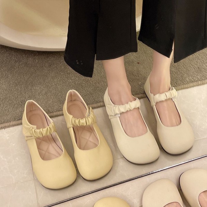 Giày đế bệt cho nữ mùa xuân hè phong cách buổi tối đa năng, giày Mary Jane đế mềm thời trang phối v