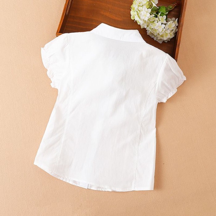 Áo sơ mi nữ ngắn tay có cổ nơ mới áo sơ mi cotton
