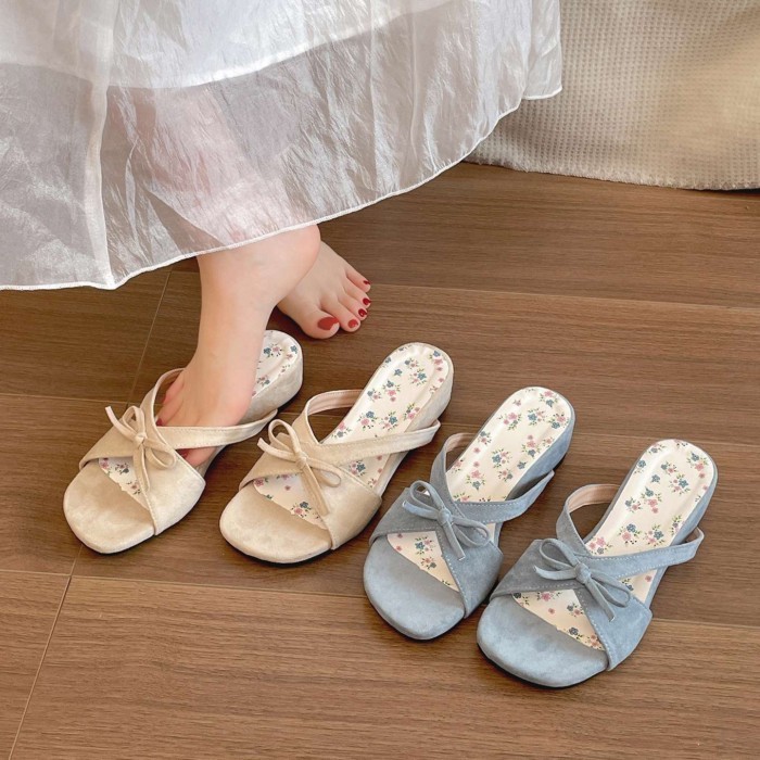 Dép xỏ ngón đế cao kiểu Pháp cho nữ, mặc mùa hè với váy, sandal đa năng