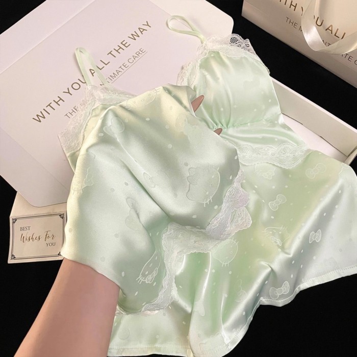 Phiên bản Hàn Quốc của bộ đồ ngủ lụa băng kitty phiên bản Hàn Quốc dành cho nữ ngày hè quần s