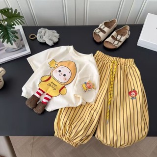 Bộ quần áo ngắn tay mỏng thời trang mùa hè dành cho bé trai và bé gái Bộ đồ nửa tay hoạt hình dành