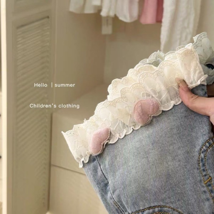 Quần Short Denim Phong Cách Mới Cho Bé Gái Quần Short Denim dáng Rộng Thời Trang