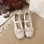 Giày tăng chiều cao Pháp, ren nông miệng, váy mới, giày Mary Jane, giày phong cách ballet đế