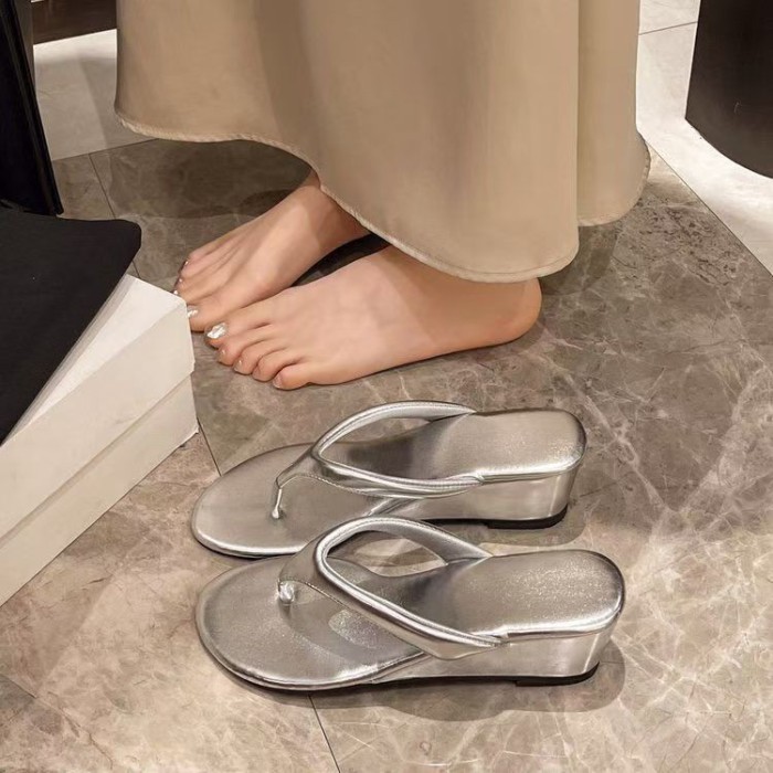 Dép xỏ ngón kiểu Pháp dành cho áo khoác ngoài mùa hè dành cho nữ, giày đế dày đế dày đi kèm váy và