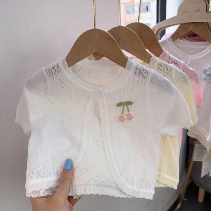 cô gái điều hòa không khí cardigan bé mặc bên ngoài công chúa nhỏ bé áo khoác mỏng băng lụa khăn