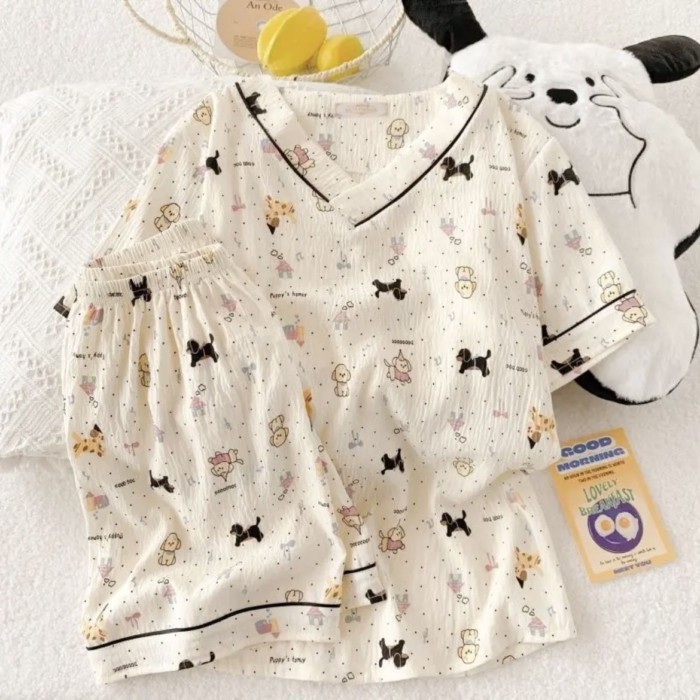 Bộ Đồ Ngủ Trẻ Em Nữ Mùa Hè Đám Mây Mỏng Cotton Dễ Thương Mèo KT Điều Hòa Không Khí Phù Hợp Vớ