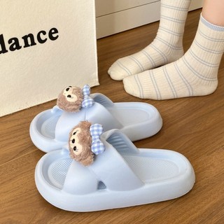 Dép hoạt hình dễ thương mới với đế mềm dày để mặc bên ngoài, dép phòng tắm Shirley Rose đa năng và