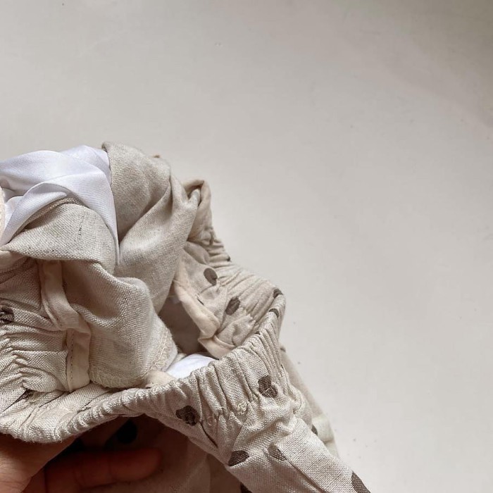 Quần cotton lanh chấm bi bé gái Hàn Quốc, quần ống rộng ống rộng thoải mái cho bé gái mùa hè