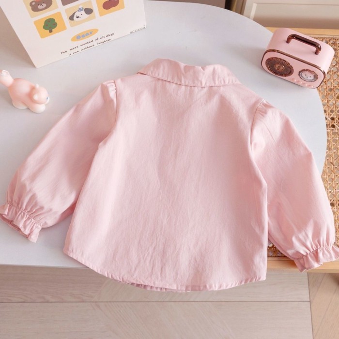 Bé Gái Hoạt Hình Dễ Thương Áo Sơ Mi 26 Xuân Thu Phong Cách Mới Áo Sơ Mi Cardigan Bé Gái Nguyên C