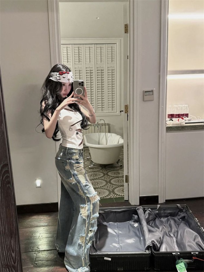 Hot Girl Mỹ Dây Kéo Khoét Hở Cổ Tròn Yếm Nữ Mùa Hè Mỏng, Độc Đáo Và Tinh Khiết Sắc Không Tay