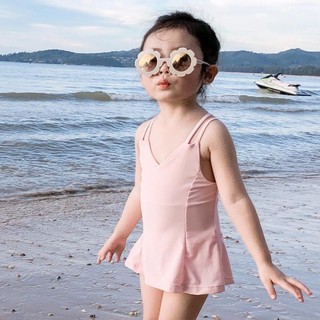 Bé gái Áo tắm hàn quốc nghỉ dưỡng suối nước nóng nhanh khô có dây đeo Váy công chúa Đồ bơi ph