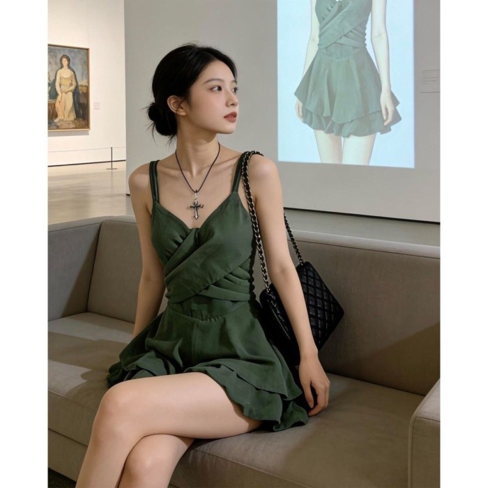 Váy kiểu Pháp dành cho nữ, thiết kế mùa hè, thích hợp, khí chất chữ A đẹp và độc đáo, váy đen