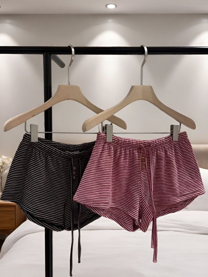 Dongdaemun Dây Rút Co Giãn Quần Short Sọc Đa Năng Quần Thể Thao Giảm Béo Cho Nữ