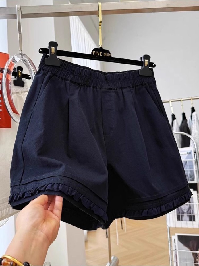 quần short thường ngày nấm trắng cho nữ mùa hè mới mỏng cỡ lớn quần short chữ A mỏng và đa năng