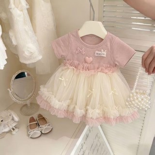 Váy gạc bé váy mùa hè siêu cổ tích cho bé mùa xuân cổ tròn ngọt ngào