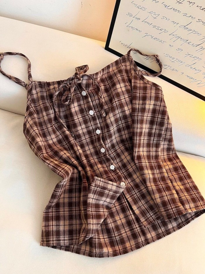 Retro Kẻ Sọc Suspender Bộ Đồ Ngủ Nữ Mùa Hè Phổ Biến Ánh Sáng Sang Trọng Và Cao Cấp Quần Áo Ở