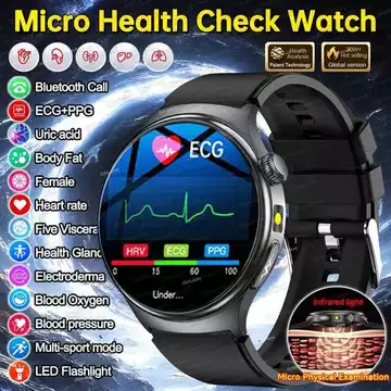 Đồng ECG+PPG 2025 mới nam, đo axit uric, huyết áp, oxy máu, phân tích cơ thể, theo dõi sức khỏe tim mạch, đồng hồ thông
