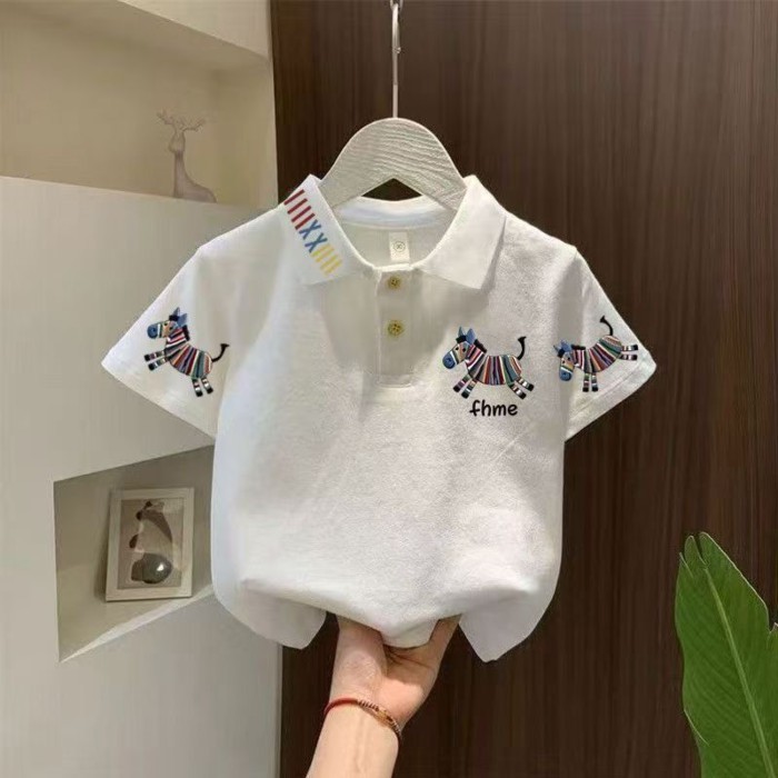 Áo thun polo bé gái phong cách mới tay ngắn mùa hè phong cách Hàn Quốc Áo phông hình ngựa con
