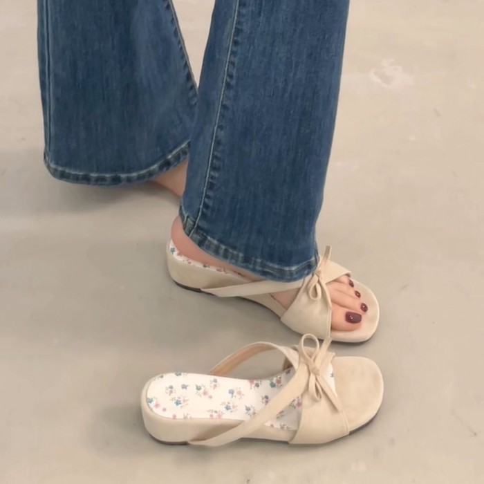 Dép xỏ ngón đế cao kiểu Pháp cho nữ, mặc mùa hè với váy, sandal đa năng