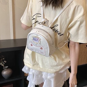Ba lô bé gái mẫu giáo mềm mại và dễ thương Ba lô ren nơ đa năng phong cách mới