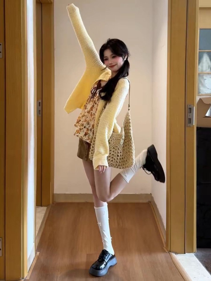 kỳ nghỉ xuân hè hai phong cách Pháp mới đơn giản hot girl áo yếm ren hoa giảm béo áo rộng ngọ