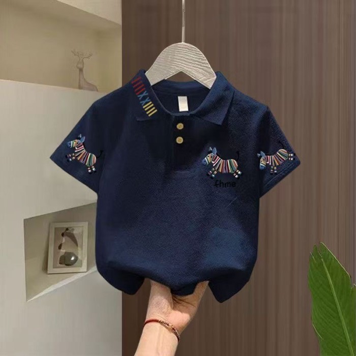 Áo thun polo bé gái phong cách mới tay ngắn mùa hè phong cách Hàn Quốc Áo phông hình ngựa con