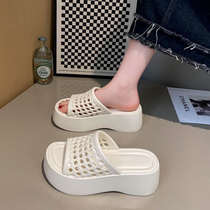 Dép đế dày đế dày mặc ngoài mùa hè kèm váy nữ, dép xỏ ngón khoét rỗng cao cấp dành cho nữ