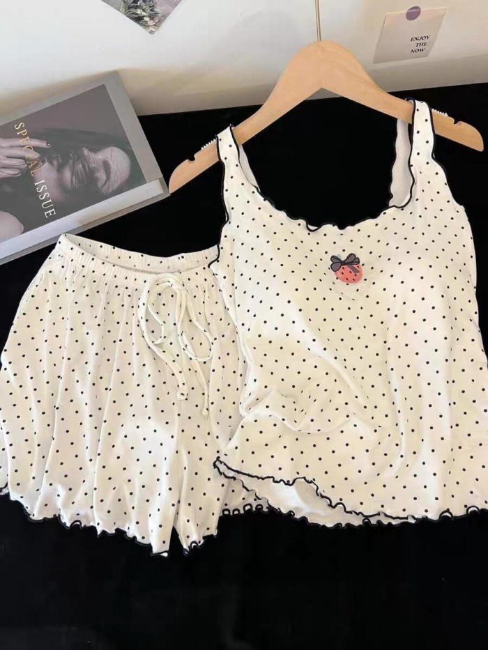 Yếm Một Mảnh Có Miếng Lót Ngực Cho Nữ Mùa Hè Tinh Khiết Ham Muốn Phong Cách Quần Short Chấm B