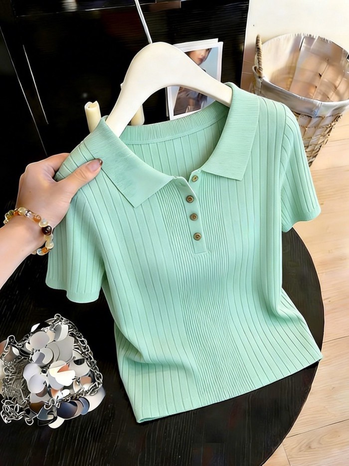 Polo đơn giản sọc pit slim fit áo len ngắn tay lụa băng hàng nút đẹp và tinh tế