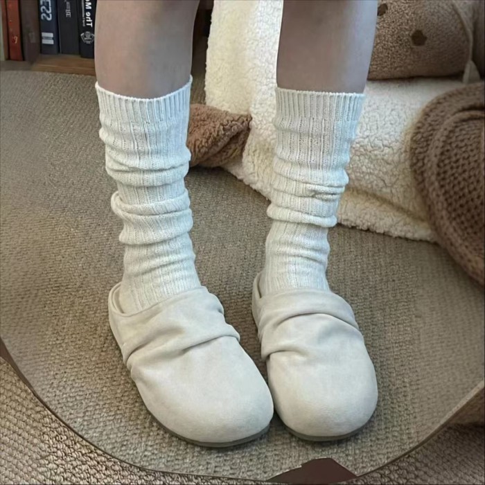 Giày Birkenstock đế dày xếp li màu trắng dành cho nữ đi bên ngoài dép xỏ ngón một chân lười