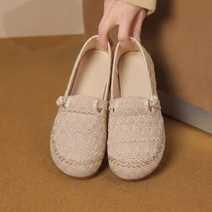 Giày Vải Mới Giày Nữ Vải Lanh Xuân Hè Giày Ngư Dân Giày Lười Slip-on Đế Mềm Giày Thường Giày